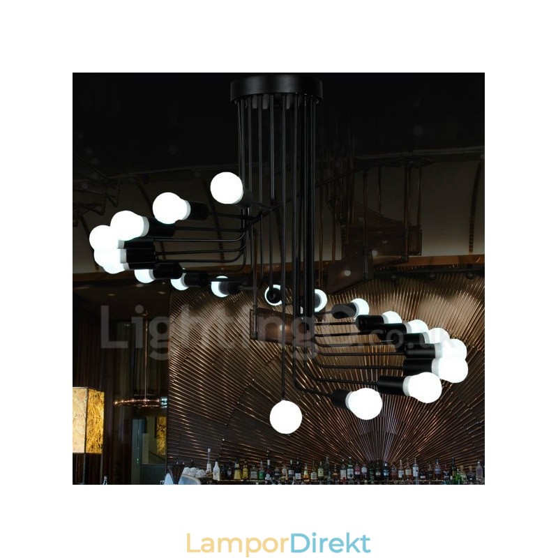 Svart Contemporary Chandelier Lamp Light