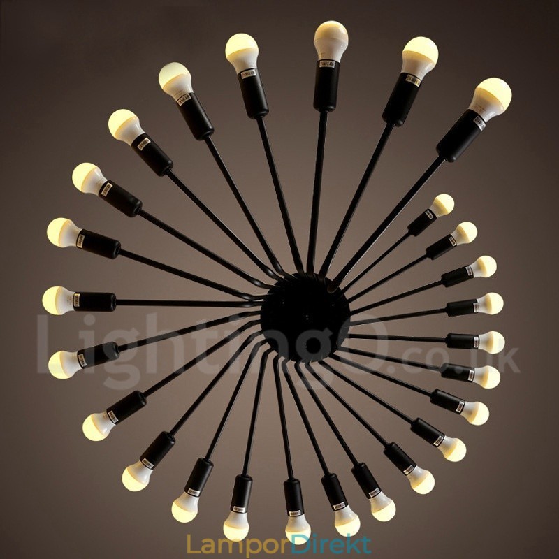Svart 26 Ljus Retro Vintage Modern Modern Ljuskrona Lampa Ljus