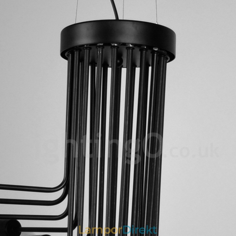 Svart 26 Ljus Retro Vintage Modern Modern Ljuskrona Lampa Ljus