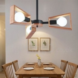 Wood Single Tier 3 Ljus Ljuskrona Lampa Modern Samtida Stil
