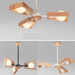 Wood Single Tier 3 Ljus Ljuskrona Lampa Modern Samtida Stil