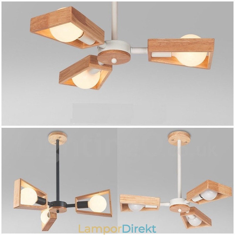 Wood Single Tier 3 Ljus Ljuskrona Lampa Modern Samtida Stil