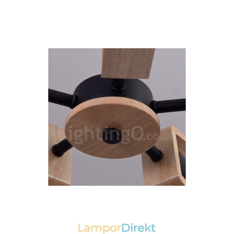 Wood Single Tier 3 Ljus Ljuskrona Lampa Modern Samtida Stil