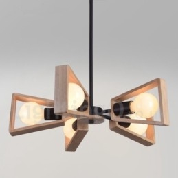 Wood Single Tier 5 Ljus Ljuskrona Lampa Modern Samtida Stil