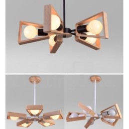 Wood Single Tier 5 Ljus Ljuskrona Lampa Modern Samtida Stil