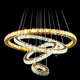Modern Kristall Taklampa Tak Ljuskrona Lampa Med 4 Ringar Stor Ring Bärnsten Kristall Och Annan Klar Kristall