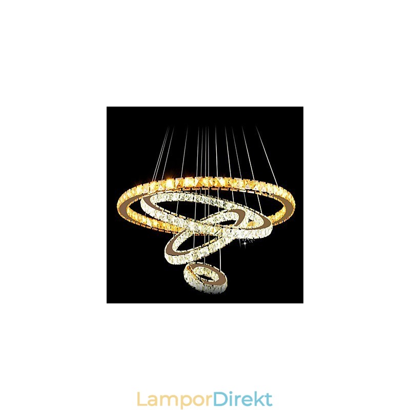 Modern Kristall Taklampa Tak Ljuskrona Lampa Med 4 Ringar Stor Ring Bärnsten Kristall Och Annan Klar Kristall