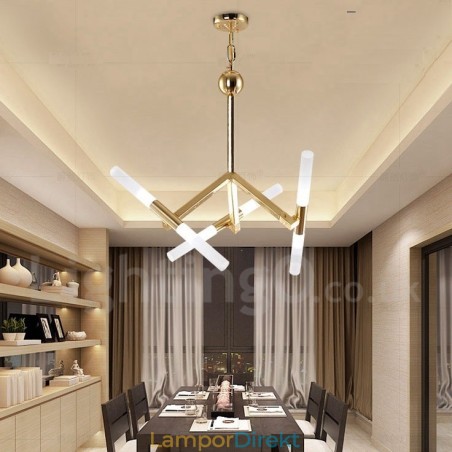 Modern Contemporary 2 Tier 6 Light Golden Chandelier Lamp Modern Contemporary 2 Tier 6 Light Golden Chandelier Lamp