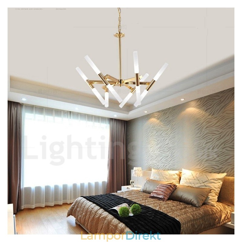 Modern Contemporary 2 Tier 12 Light Golden Chandelier Lamp