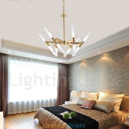 Modern Contemporary 2 Tier 12 Light Golden Chandelier Lamp Modern Contemporary 2 Tier 12 Light Golden Chandelier Lamp