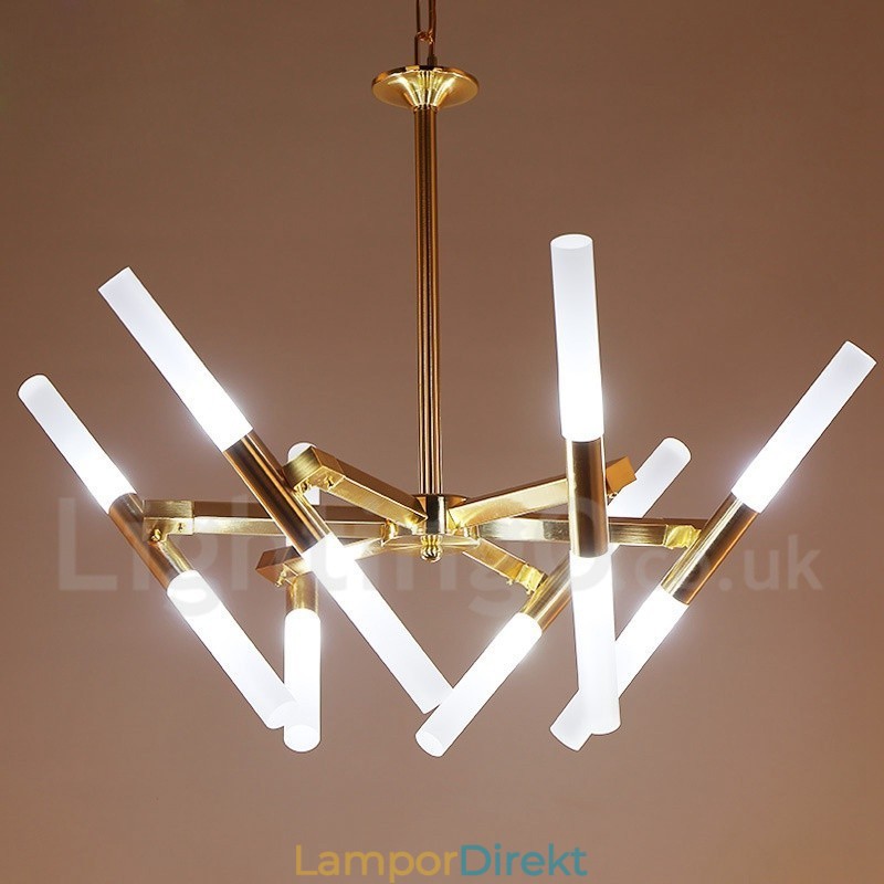Modern Contemporary 2 Tier 12 Light Golden Chandelier Lamp