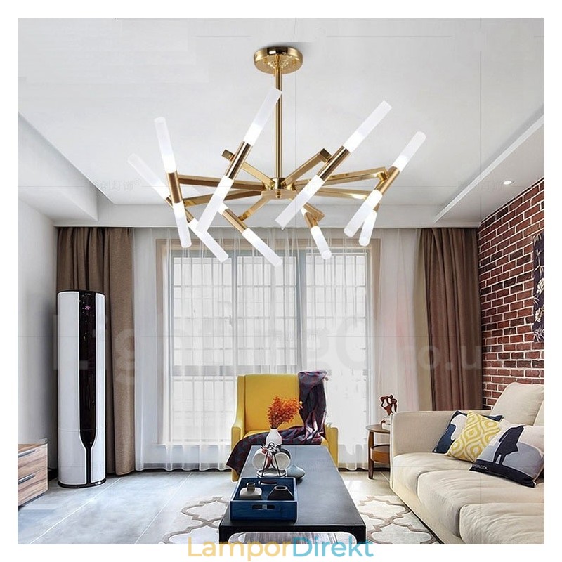 Modern Contemporary 2 Tier 16 Light Golden Chandelier Lamp
