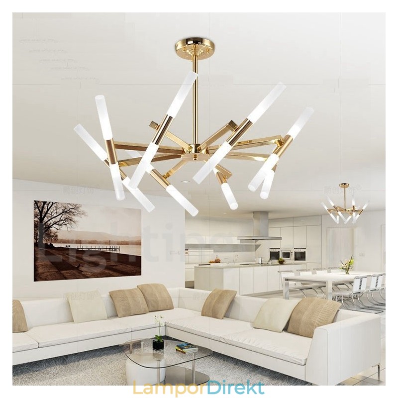 Modern Contemporary 2 Tier 16 Light Golden Chandelier Lamp
