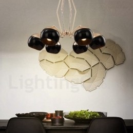 6 Ljus Envånings Modern Modern Ljuskrona I Metall Med Skärm I Glas