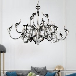 24 Lampor Modern Swan Chandelier Light G4 Chrome Plating Lampa Ingår