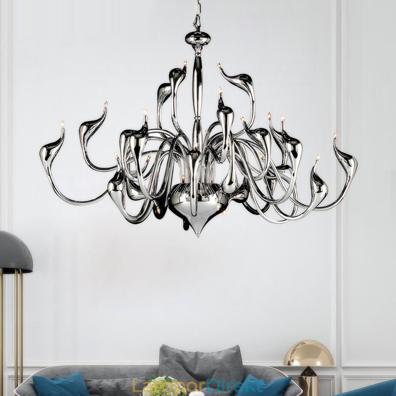 24 Lampor Modern Swan Chandelier Light G4 Chrome Plating Lampa Ingår