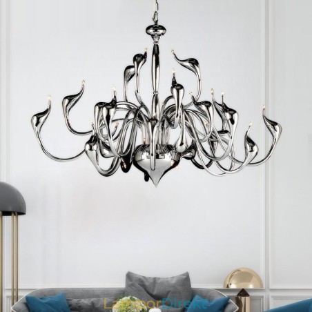 24 Lampor Modern Swan Chandelier Light G4 Chrome Plating Lampa Ingår 24 Lampor Modern Swan Chandelier Light G4 Chrome Plating Lampa Ingår