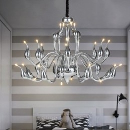 24 Lampor Modern Swan Chandelier Light G4 Chrome Plating Lampa Ingår