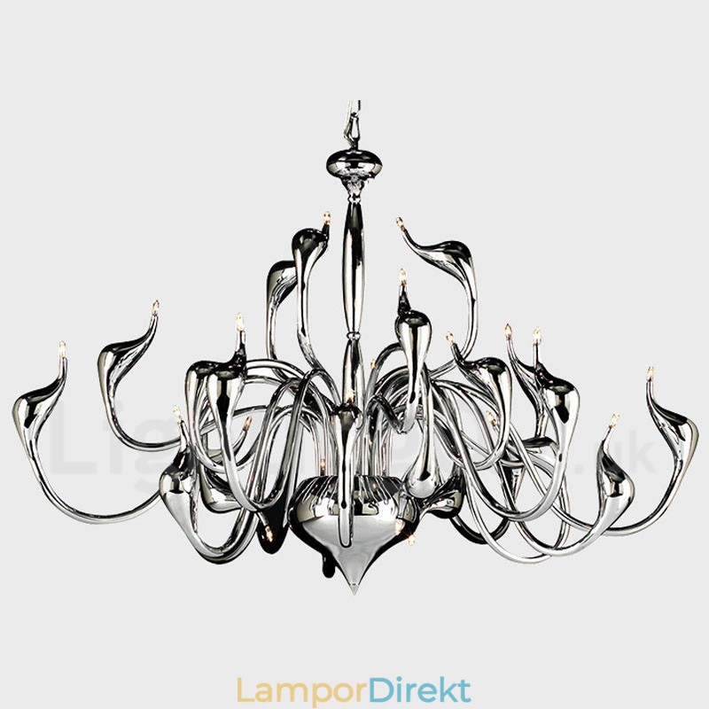 24 Lampor Modern Swan Chandelier Light G4 Chrome Plating Lampa Ingår