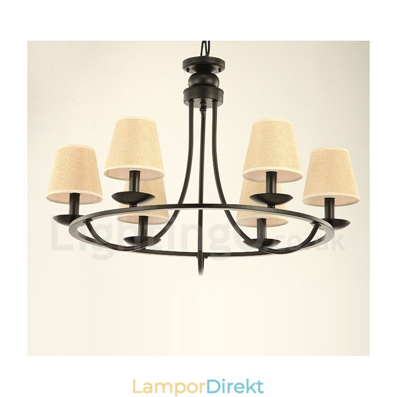 Country Retro 6 Light Single Tier Chandelier Lamp Light