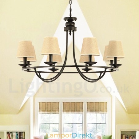 Country Retro 8 Light Single Tier Chandelier Lamp Light