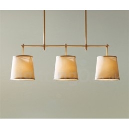 Country Retro 3 Ljus Koppar Ljuskrona Ljus Med Tyg Skärm Lampa