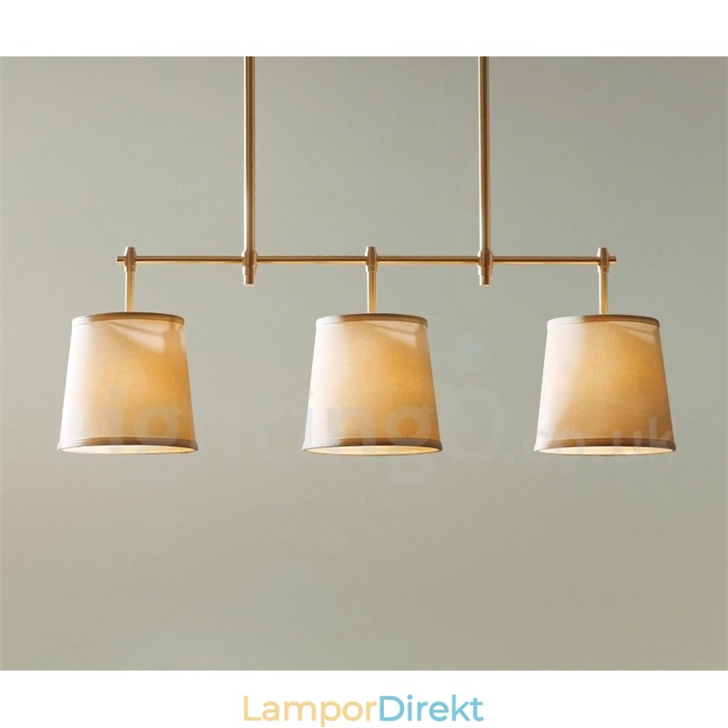 Country Retro 3 Ljus Koppar Ljuskrona Ljus Med Tyg Skärm Lampa