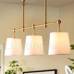 Country Retro 3 Ljus Koppar Ljuskrona Ljus Med Tyg Skärm Lampa