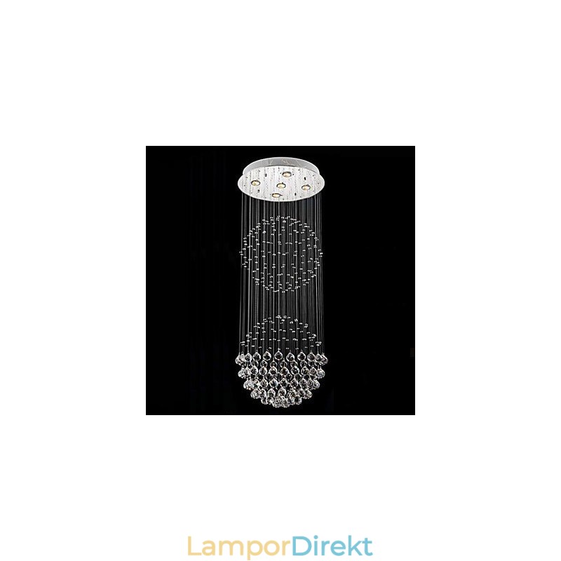 Pendelljus Modern Kristallkrona 5 Ljus Silver Canpoy Klar Kristall Globe Taklampor Armaturer