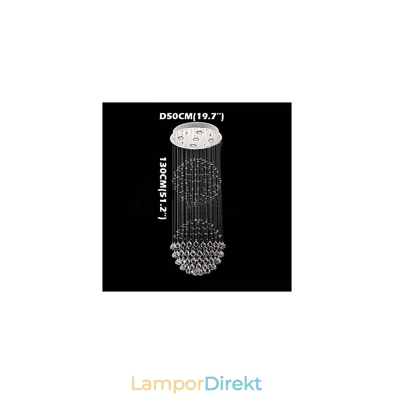 Pendelljus Modern Kristallkrona 5 Ljus Silver Canpoy Klar Kristall Globe Taklampor Armaturer