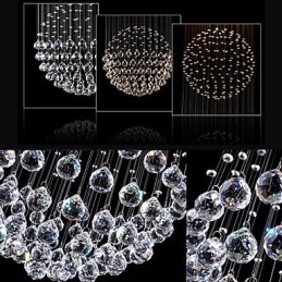 Pendelljus Modern Kristallkrona 5 Ljus Silver Canpoy Klar Kristall Globe Taklampor Armaturer