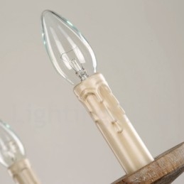 Country Wooden Vintage 6 Light Single Tier Chandelier Light Wood Lamp