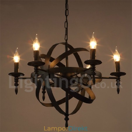 Retro Vintage Metal 6 Light Single Tier Chandelier Light Retro Vintage Metal 6 Light Single Tier Chandelier Light