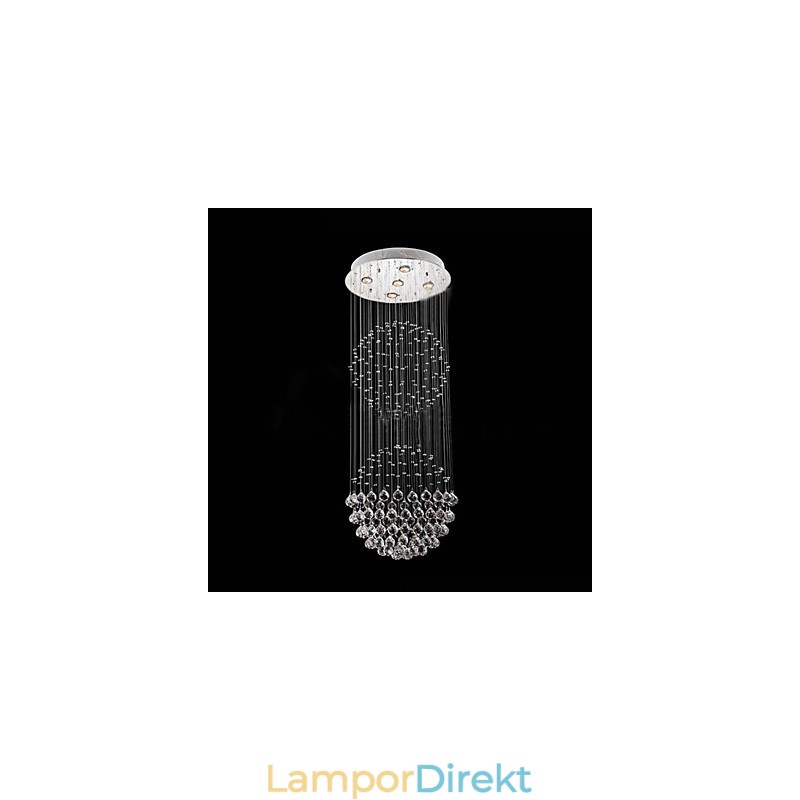 Pendelljus Modern Kristallkrona 5 Ljus Silver Canpoy Klar Kristall Globe Taklampor Armaturer