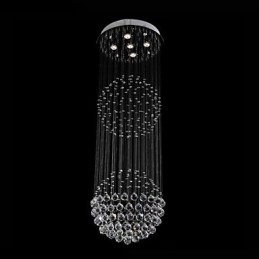 Pendelljus Modern Kristallkrona 5 Ljus Silver Canpoy Klar Kristall Globe Taklampor Armaturer