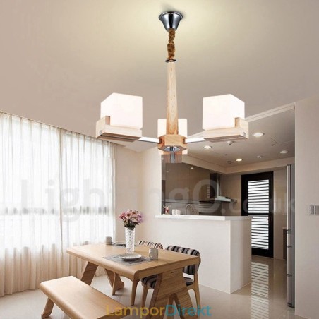 Trä Modern Contemporary 3 Light Single Tier Chandelier Lamp
