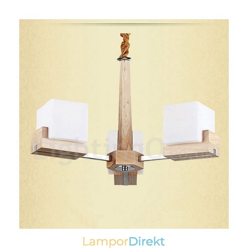 Trä Modern Contemporary 3 Light Single Tier Chandelier Lamp