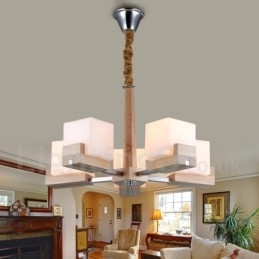 Trä Modern Contemporary 5 Light Single Tier Chandelier Lamp