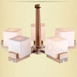 Trä Modern Contemporary 5 Light Single Tier Chandelier Lamp