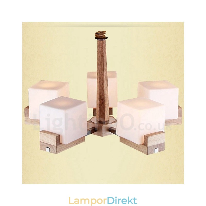 Trä Modern Contemporary 5 Light Single Tier Chandelier Lamp