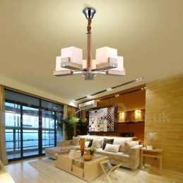 Trä Modern Contemporary 5 Light Single Tier Chandelier Lamp