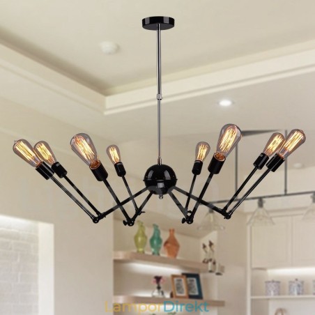 Svart Retro Vintage Metal 8 Light Single Tier Chandelier Light Svart Retro Vintage Metal 8 Light Single Tier Chandelier Light