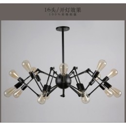 Svart Retro Vintage Metal 8 Light Single Tier Chandelier Light