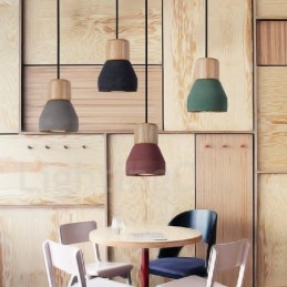 Single Light Modern Contemporary Multi Colors Wood Concrte Pendellampa