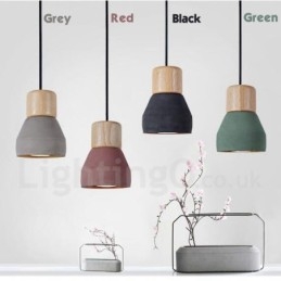 Single Light Modern Contemporary Multi Colors Wood Concrte Pendellampa