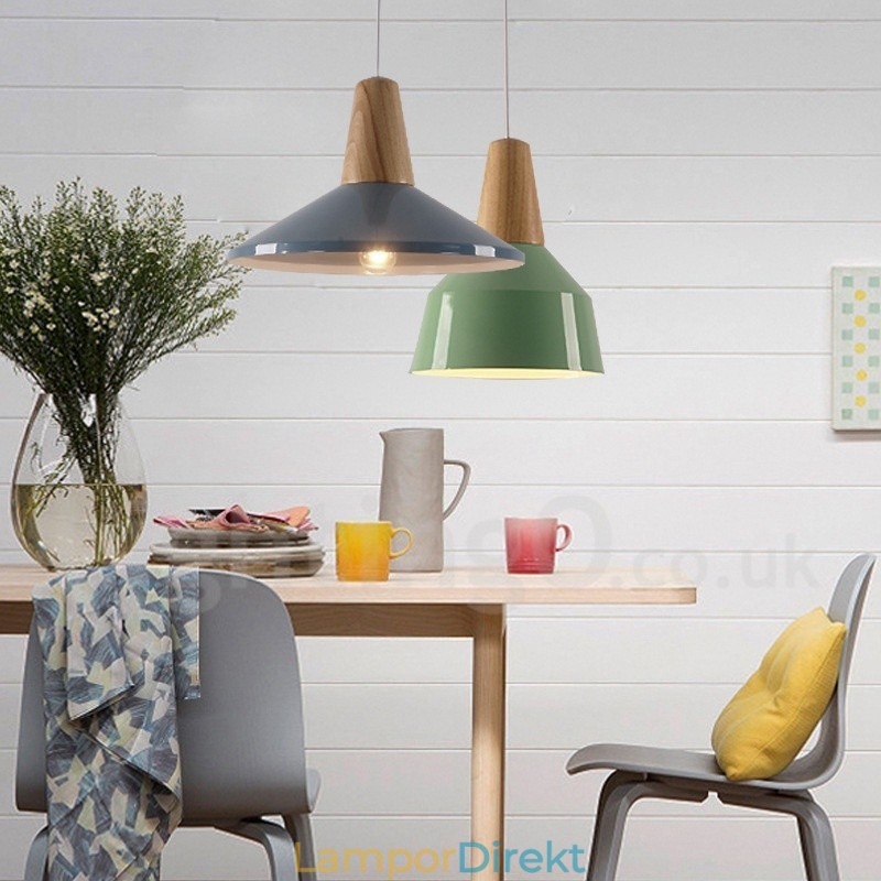 1 Ljus Modern Contemporary Wood Pendellampa