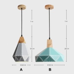 Wood 1 Light Modern Contemporary Metal Pendellampa