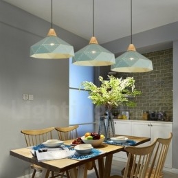 Wood 1 Light Modern Contemporary Metal Pendellampa