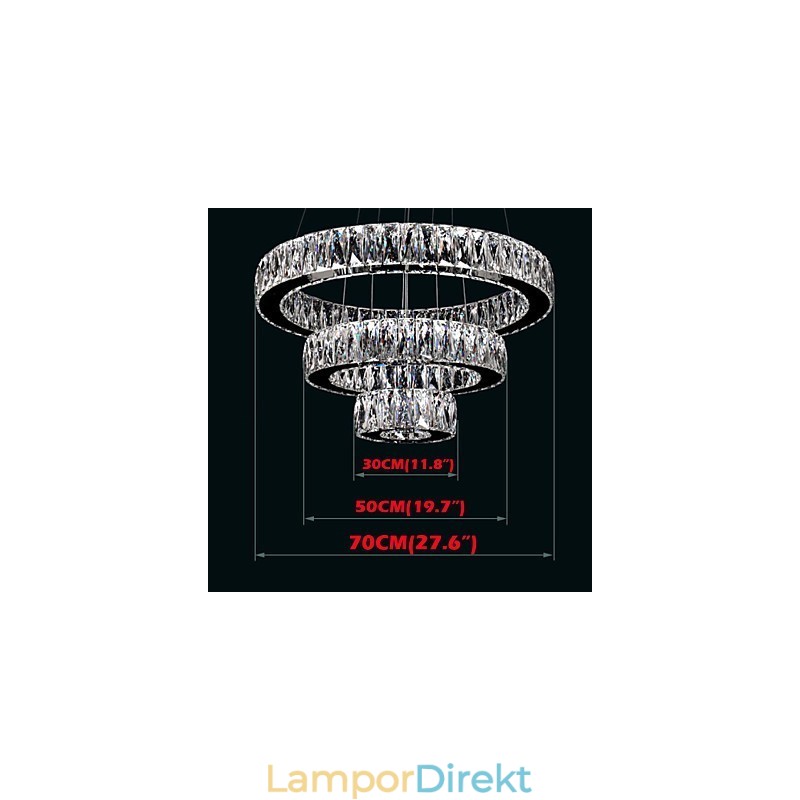 Kristallkronalampor Modern Belysning Tre Ringar D305070 K9 Stora Taklampor I Kristall