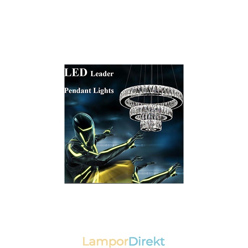 Kristallkronalampor Modern Belysning Tre Ringar D305070 K9 Stora Taklampor I Kristall